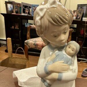 Zaphir Lladro Figurine - Girl Standing Holding Baby Doll